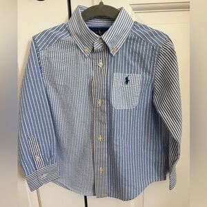 Ralph Lauren Blue and White Striped Button-Down Shirt 3/3T